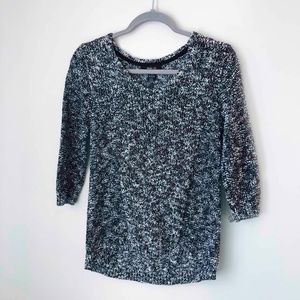 Black & White Knit V-Neck Sweater